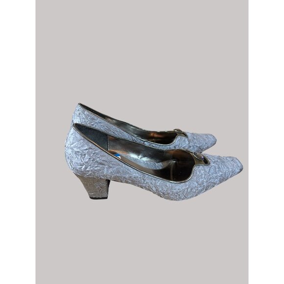 J. Renee Women's Silver Fabric Textured Heels Size 11 - Picture 8 of 14